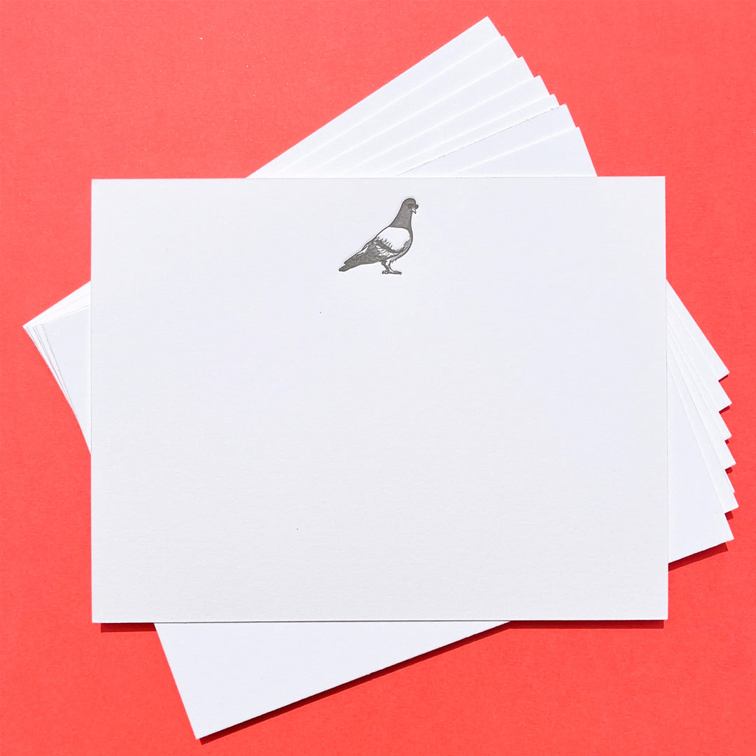 Pigeon Notecards - Set/ 10 Flat Notecards