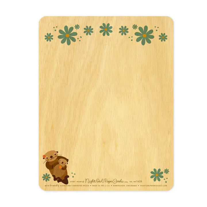 Otter Mom Wood Greeting Card