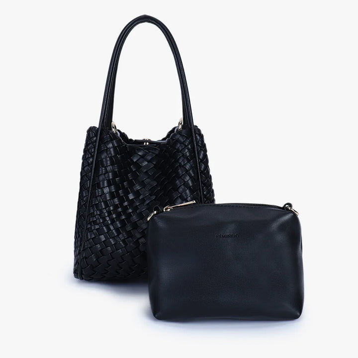 Hollace Woven Mini Tote - Black