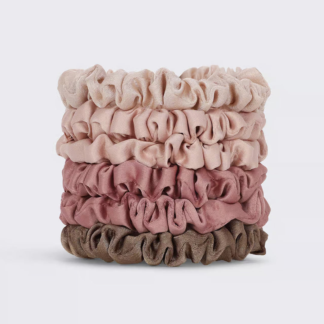 Ultra Petite Satin Scrunchies 6pc - Terracotta
