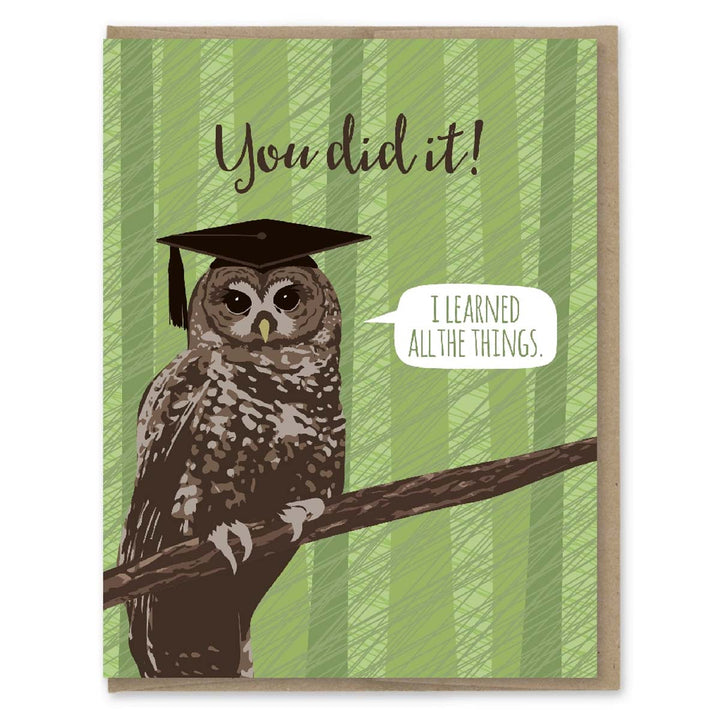 Learned All the Things Owl Greeting Card