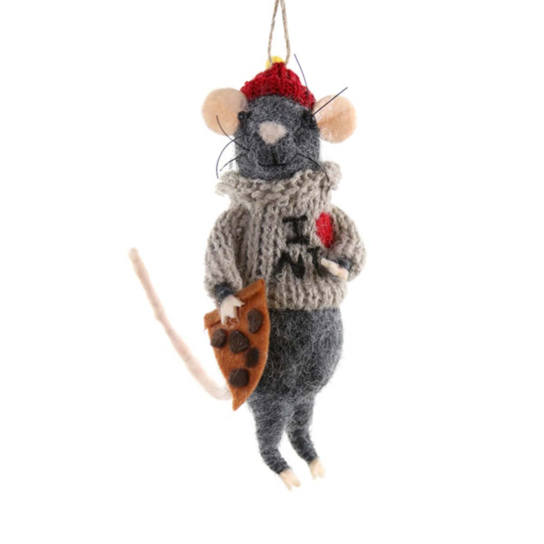 Decorative mouse ornament dressed as a knight with a white background
