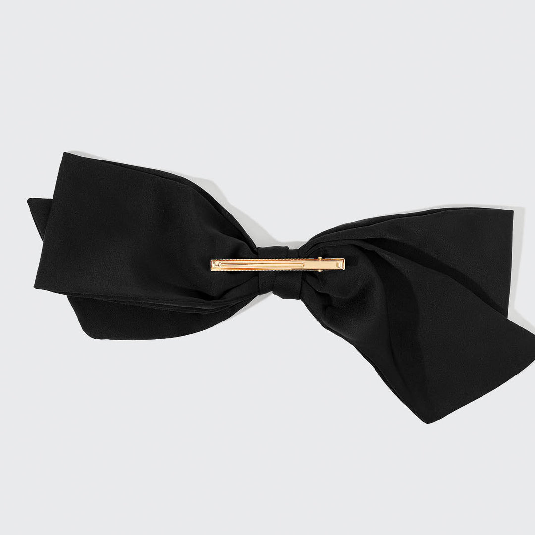 Recycled Fabric Bow Hair Clip - Black