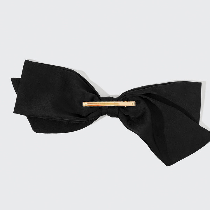 Recycled Fabric Bow Hair Clip - Black