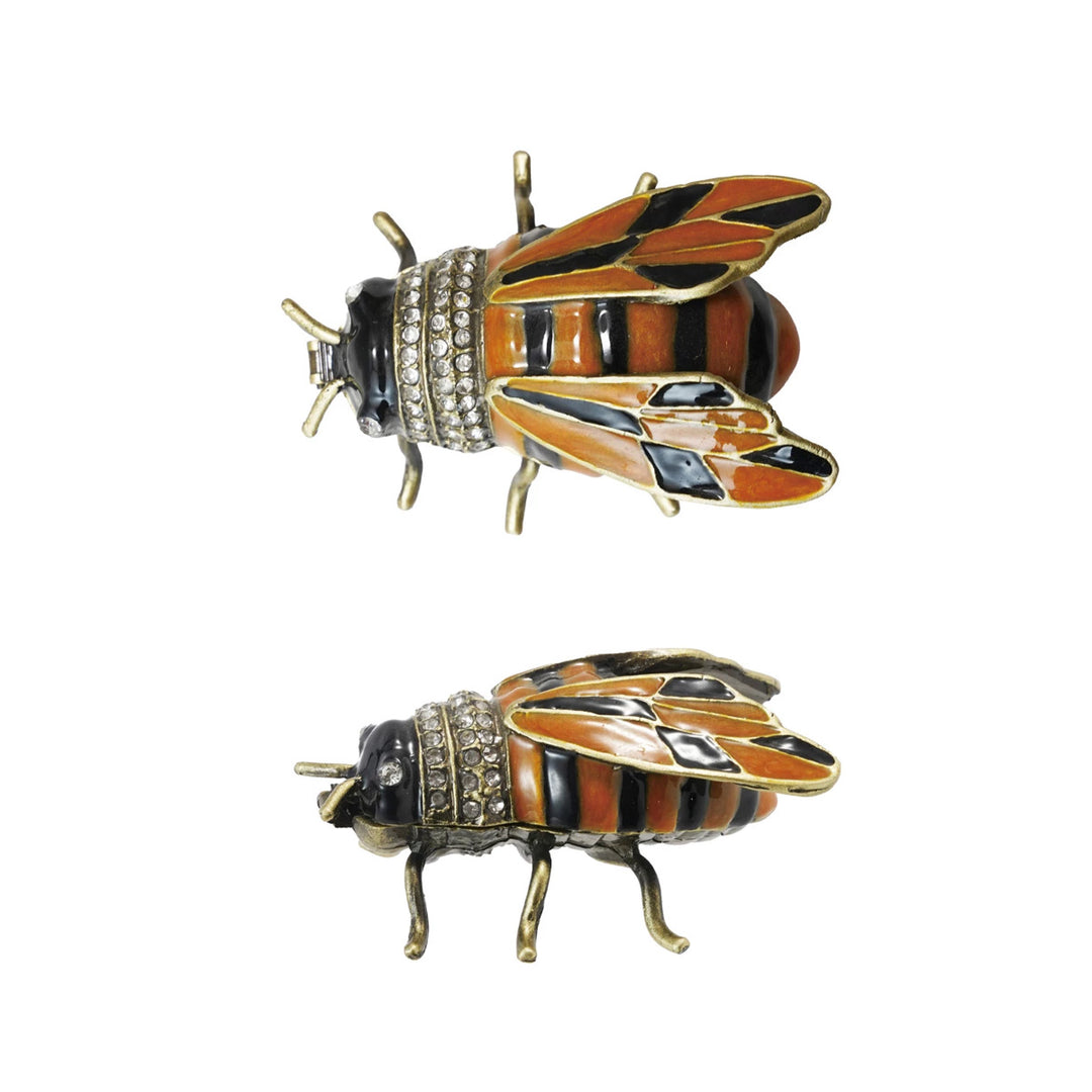 Enameled Metal Bee Trinket Box w/ Jewels