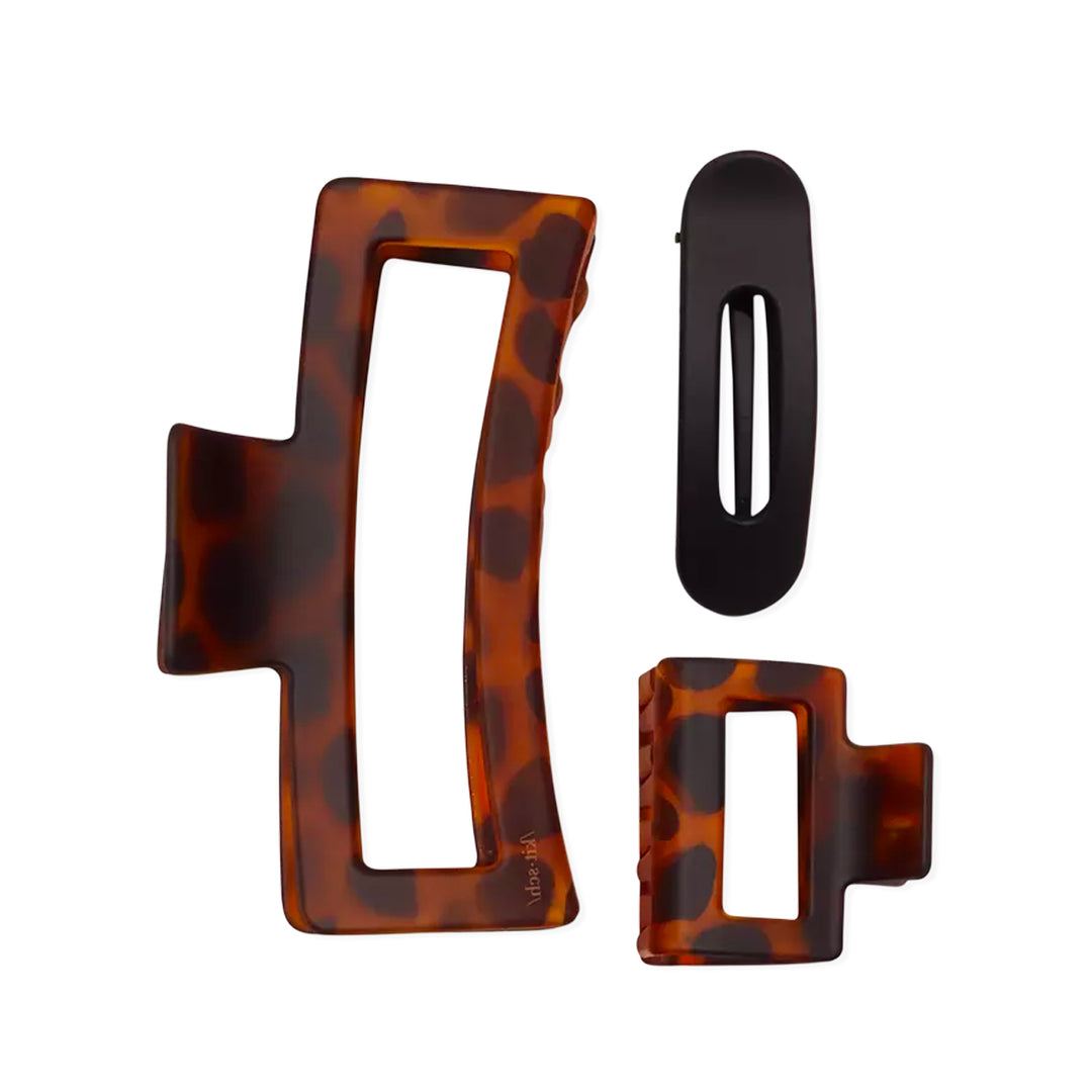 Recycled Plastic Claw Clips 3pc - Rectangle Open Shape