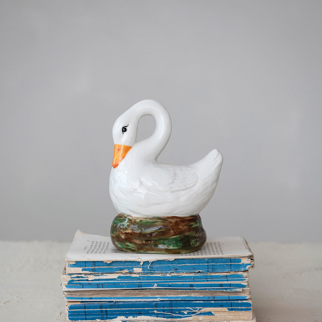 Hand-Painted Vintage Repro Swan