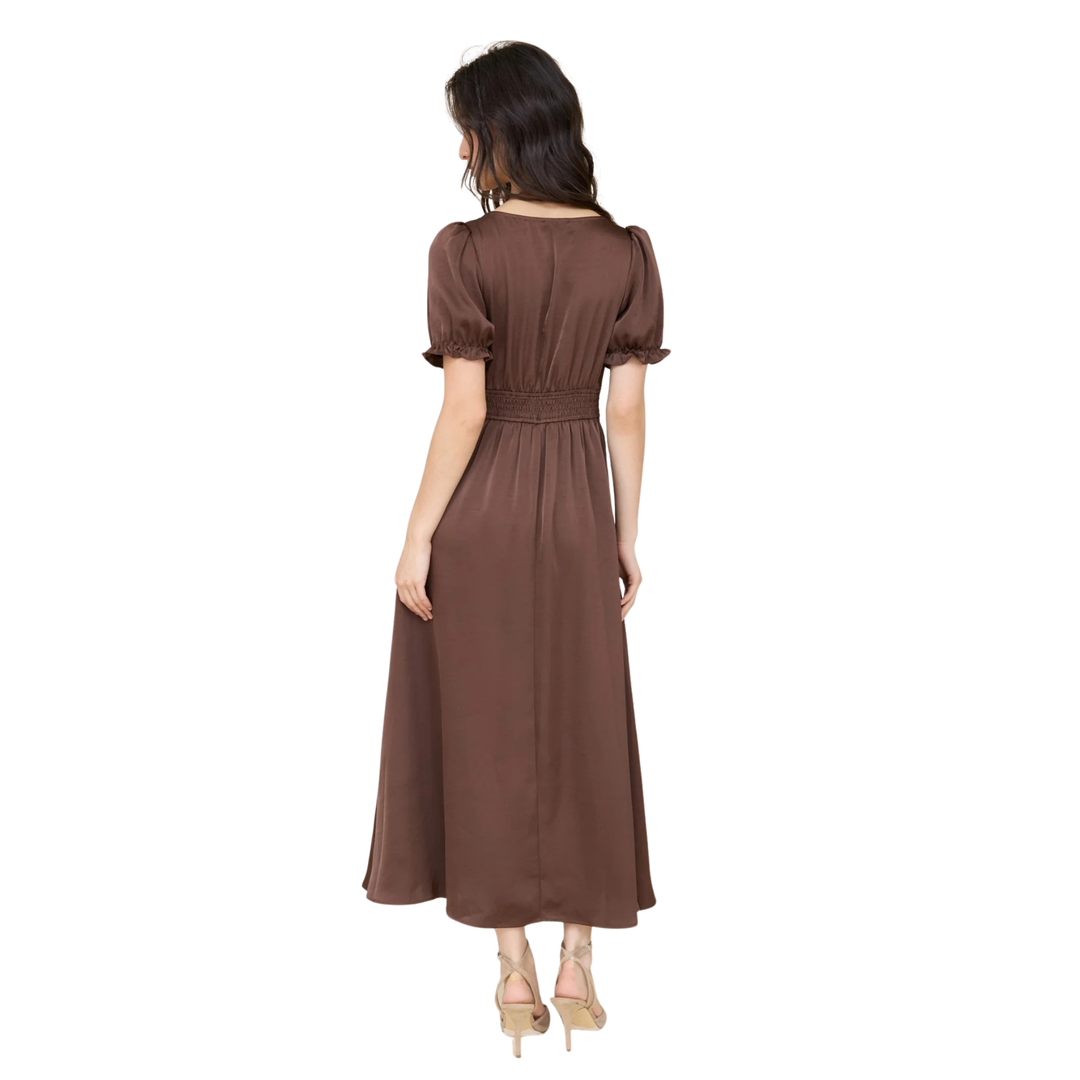 Lace Bodice Satin Dress