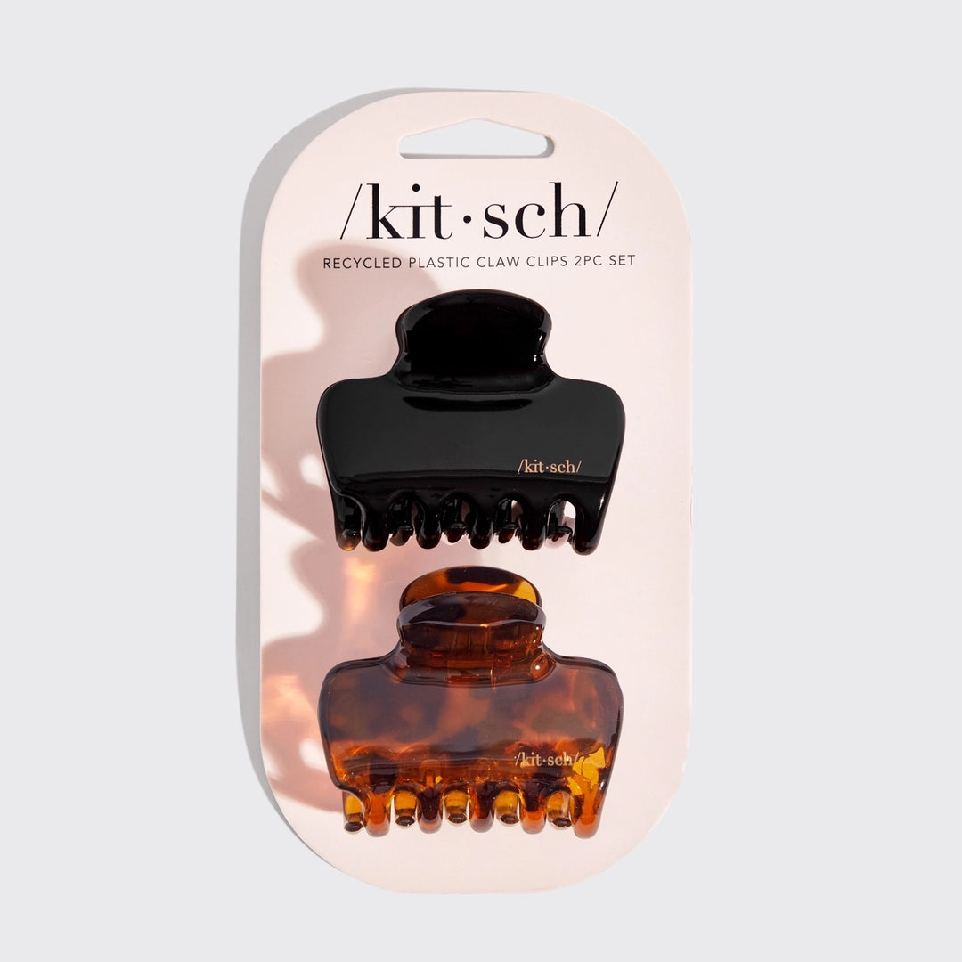 Med Puffy Claw Clips 2pc Set- Black/Tort