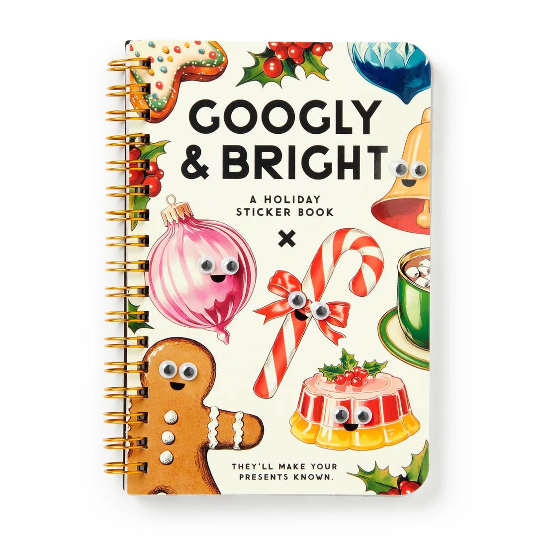 A spiral-bound holiday sticker book titled &