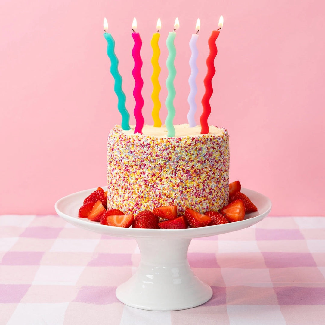 Wavy Tall Happy Birthday Candles - 12 Pack