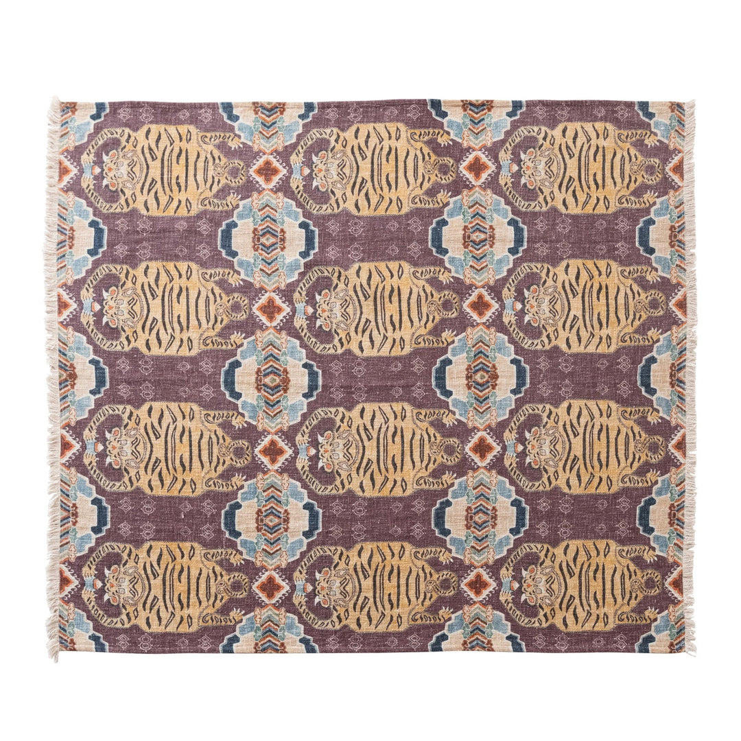Tibetan Tigers Throw w/  Pattern &amp; Fringe