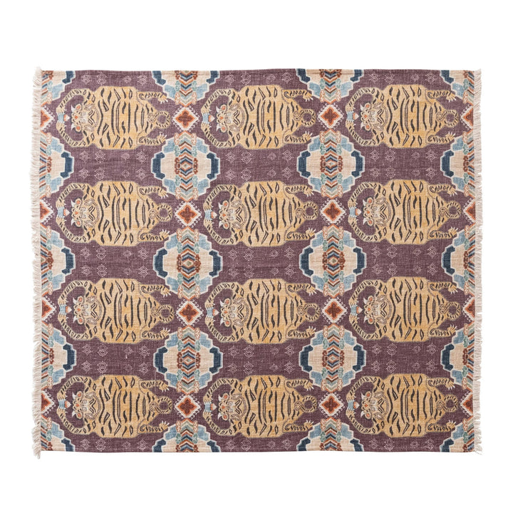Tibetan Tigers Throw w/  Pattern &amp; Fringe