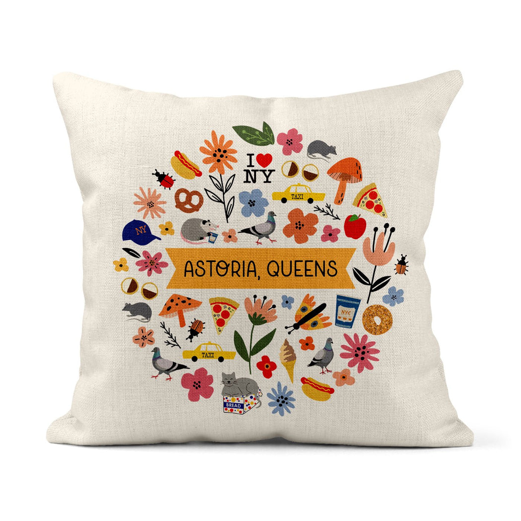 Astoria, Queens Meadow Square Pillow - Lockwood Shop - Rock Scissor Paper