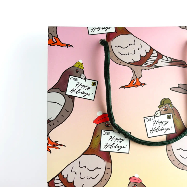 Illustration of pigeons with &