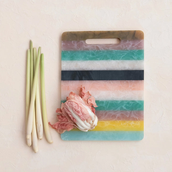 Marbled Resin Striped Serving Board