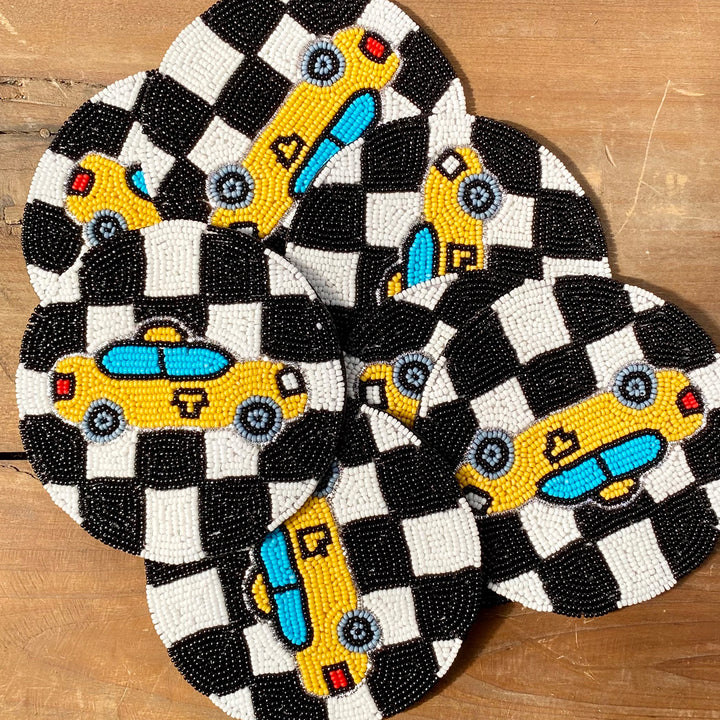 Checkered Cab Beaded Coaster