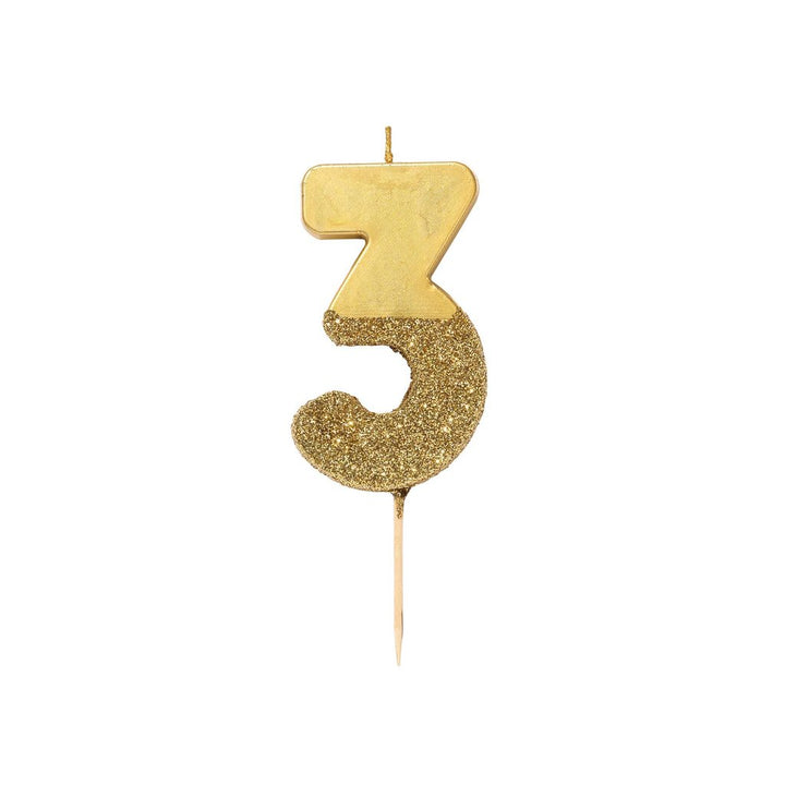 Gold Glitter Number Candle