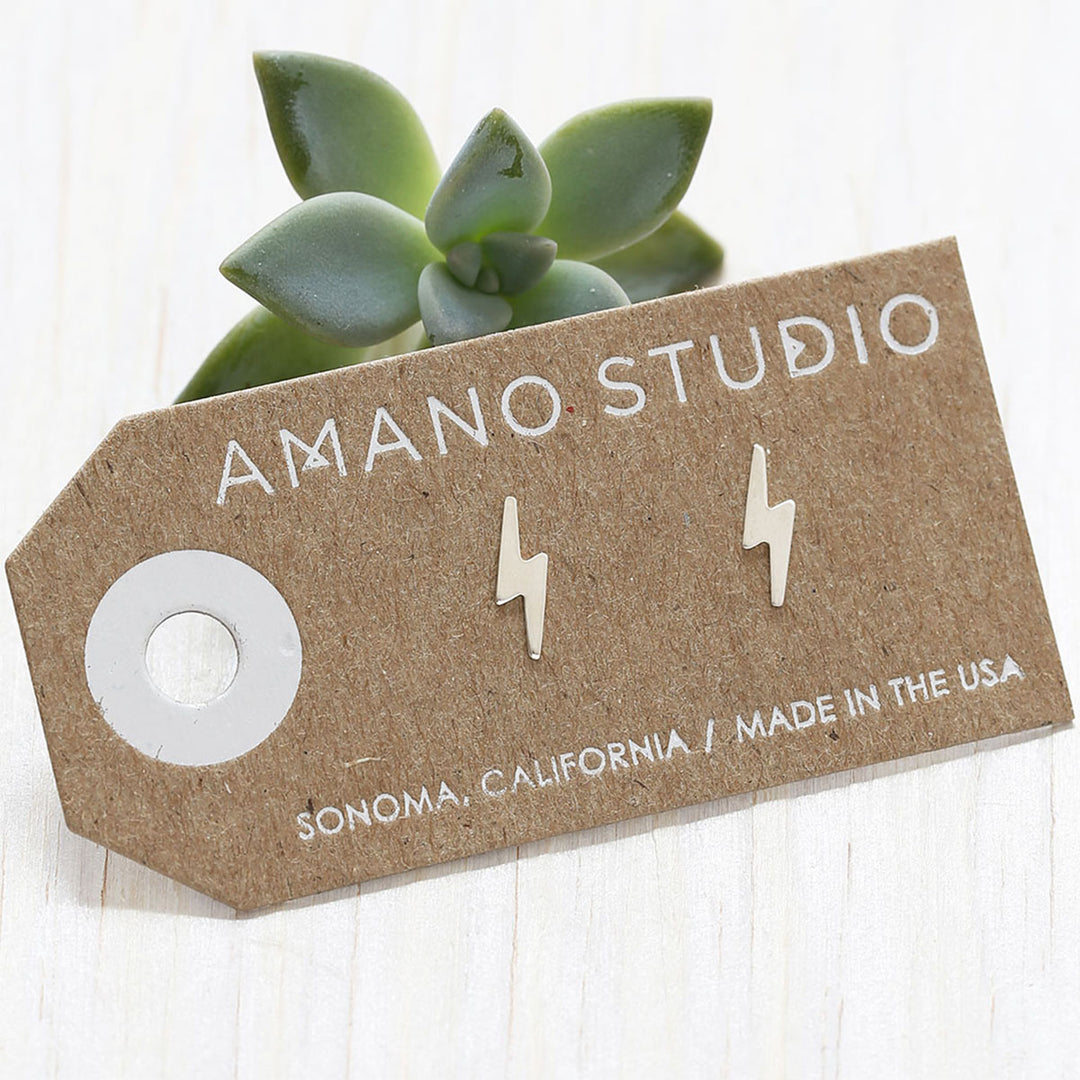 Silver Amano Studs - Lightning Bolt Studs