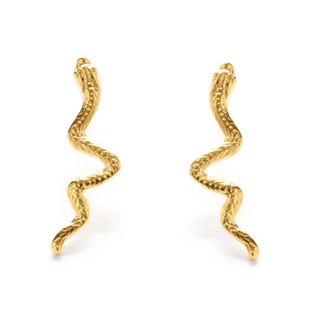 Gold Amano Studs - Serpent