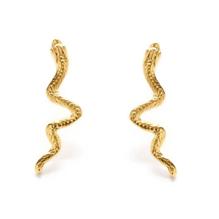 Gold Amano Studs - Serpent