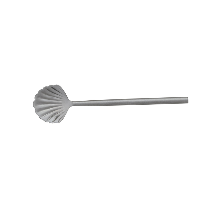 Shell Shaped Spoon, Brushed Silver Finish