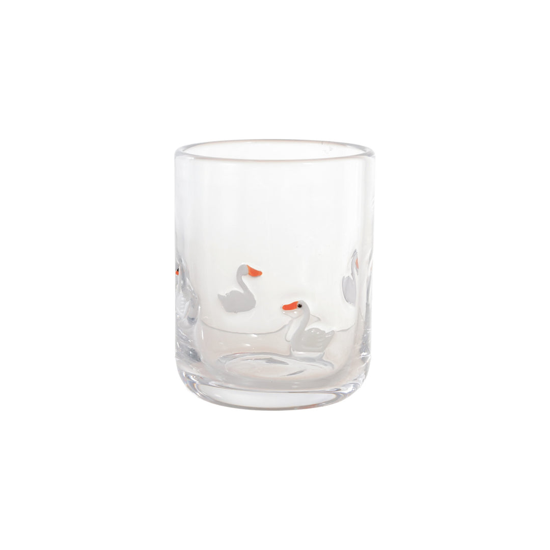 16 oz. Drinking Glass w/ Embedded Swans