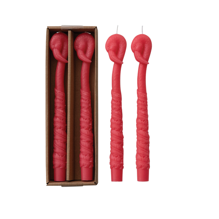 Unscented Flamingo Taper Candles in Box, Fuchsia