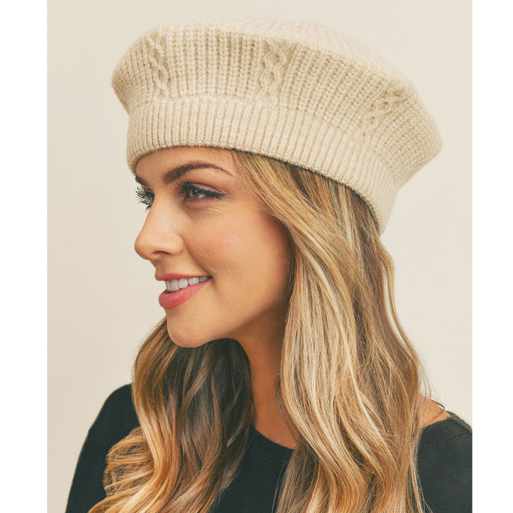 Solid Knit Beret- Beige