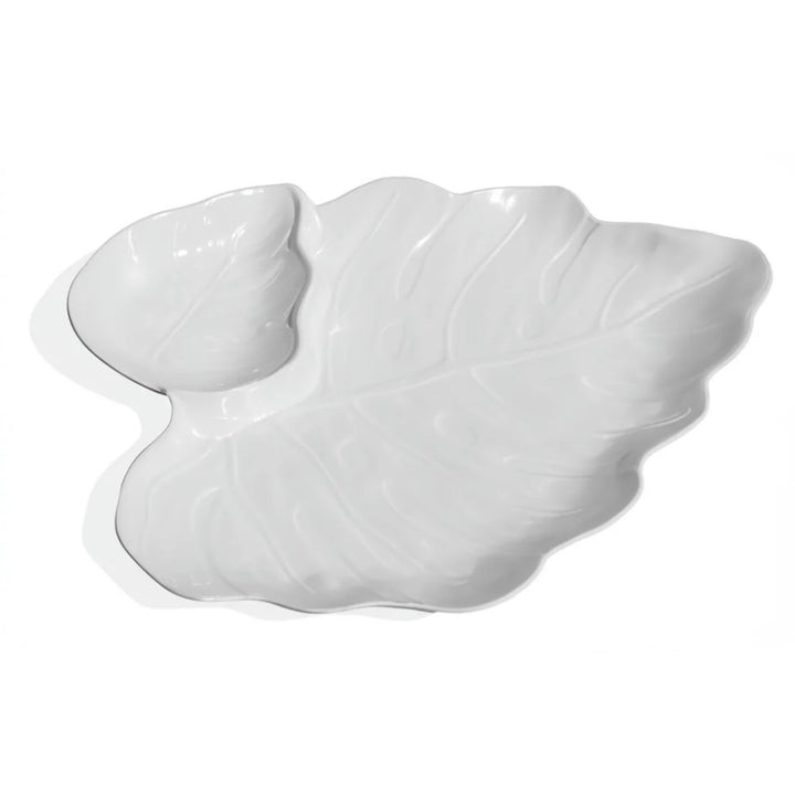 Coastal Leaf Chip and Dip, White, 18"