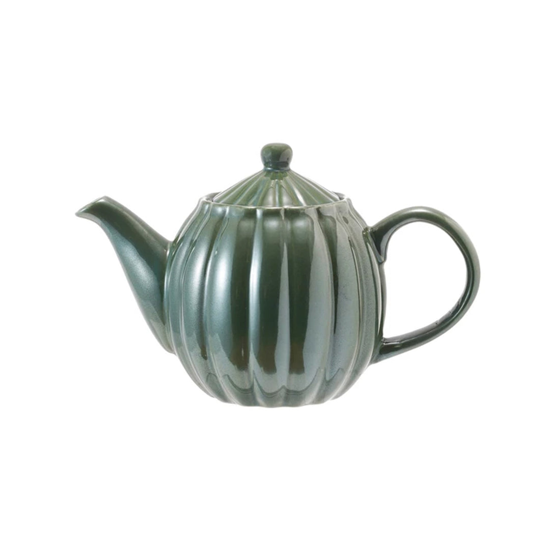 34 oz. Stoneware Ribbed Teapot, Green