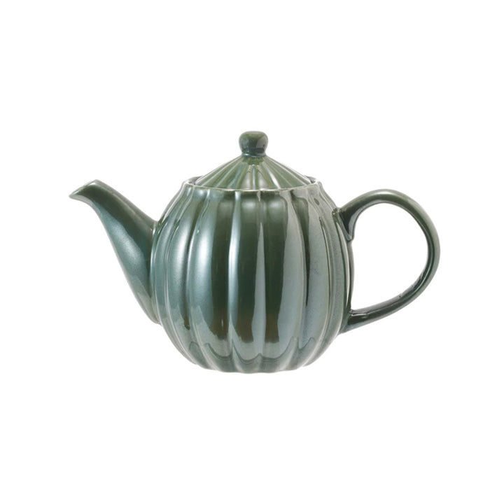 34 oz. Stoneware Ribbed Teapot, Green