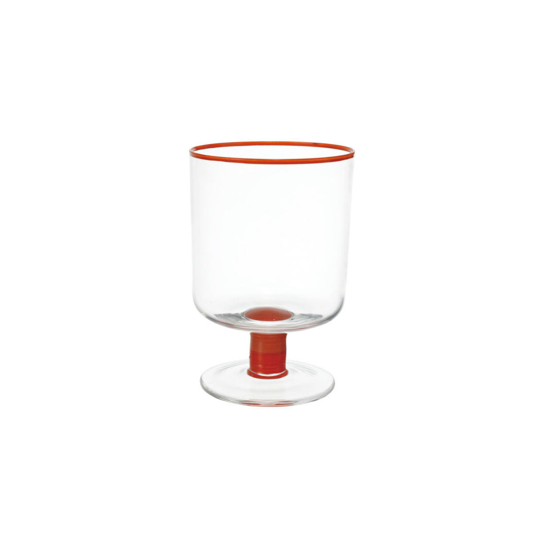 Orange Rim &amp; Striped Stem Drinking Glass