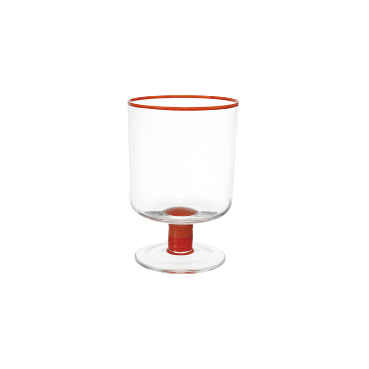 Orange Rim &amp; Striped Stem Drinking Glass