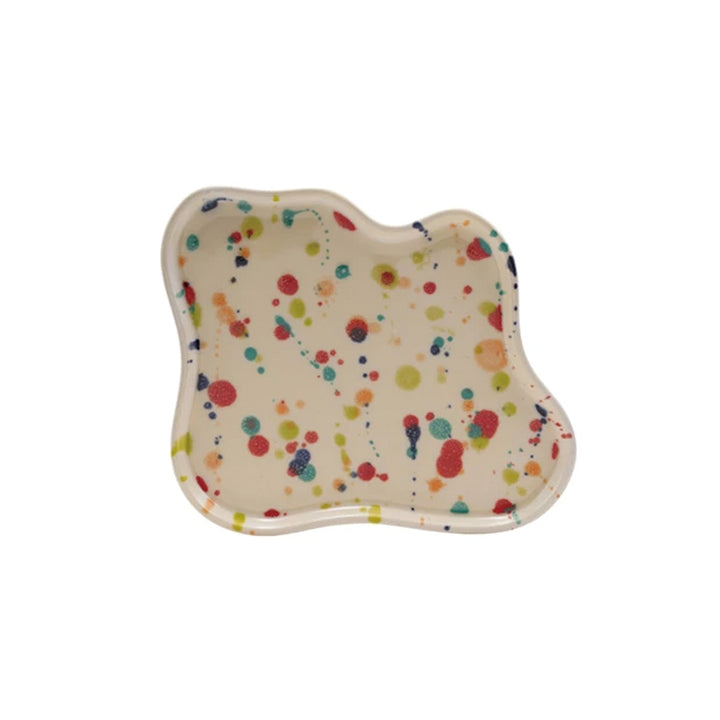 Handmade Stoneware Plate, Rolled Speckled Finish