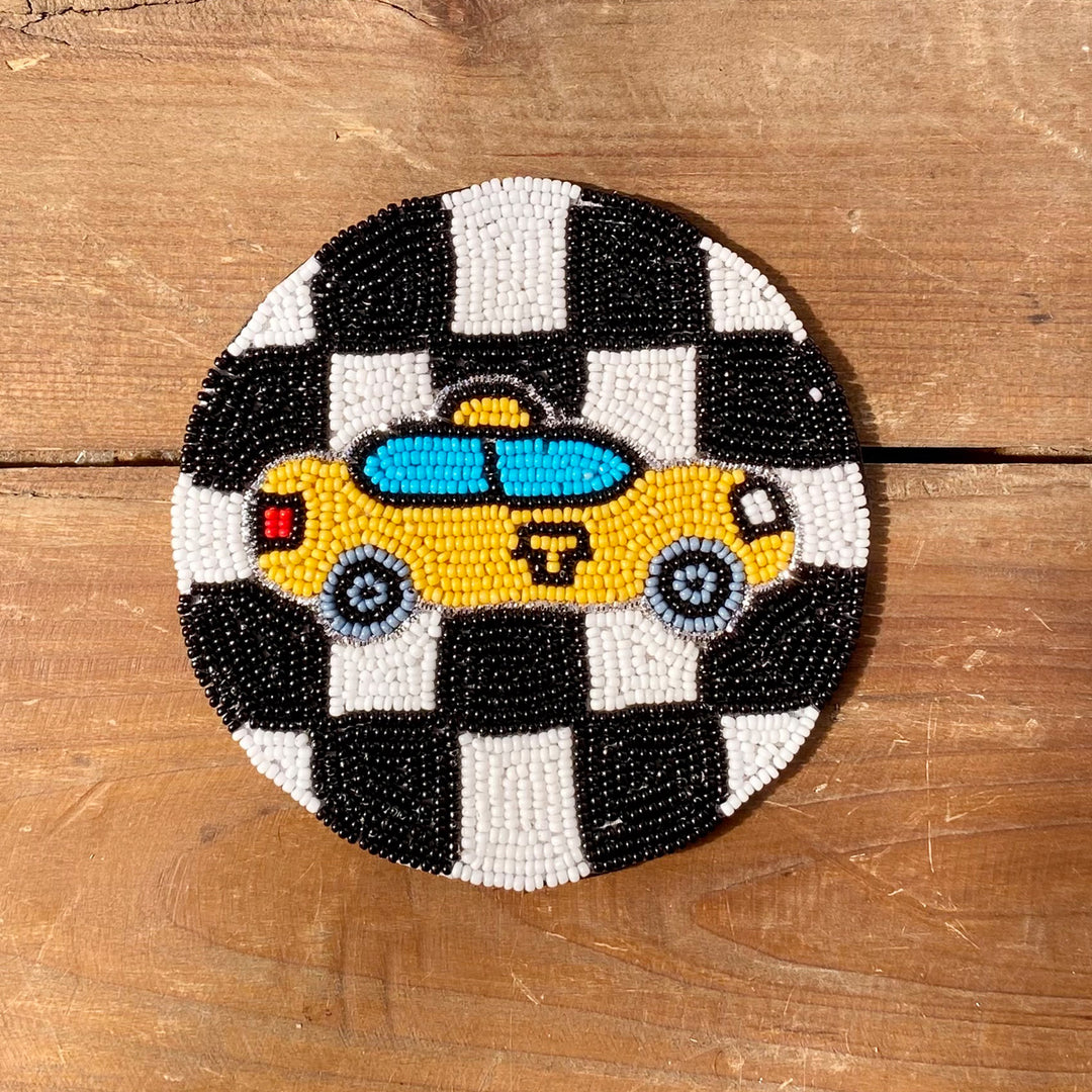 Checkered Cab Beaded Coaster