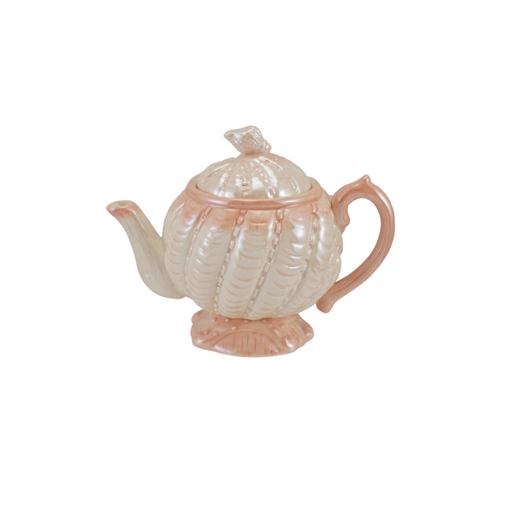 Stoneware Shell Shaped Teapot, Iridescent Finish