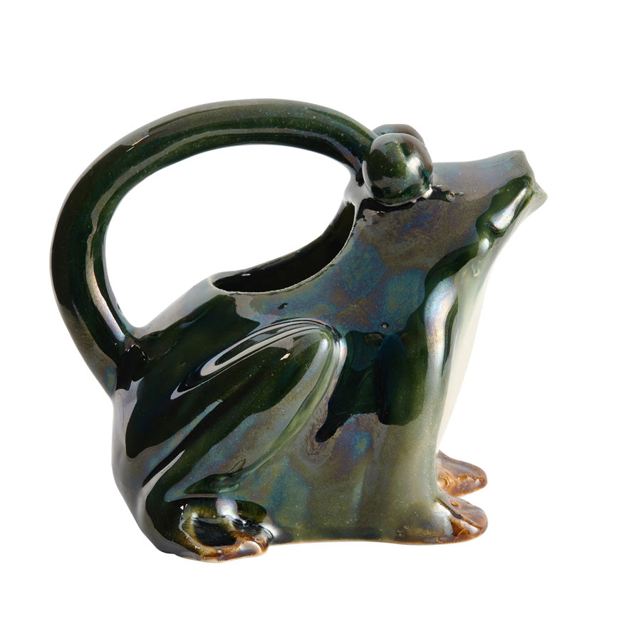 32 oz. Stoneware Frog Watering Pitcher, Reactive Glaze