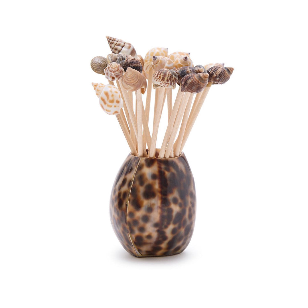 Tiger Cowrie Shell w/20 Asst Sea Shell Picks