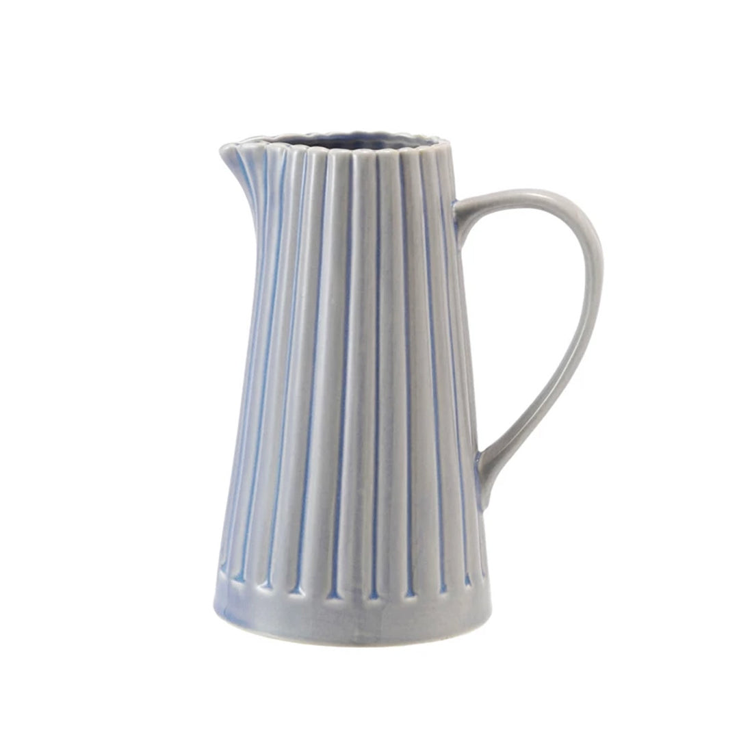 40 oz. Stoneware Ribbed Pitcher, Light Blue