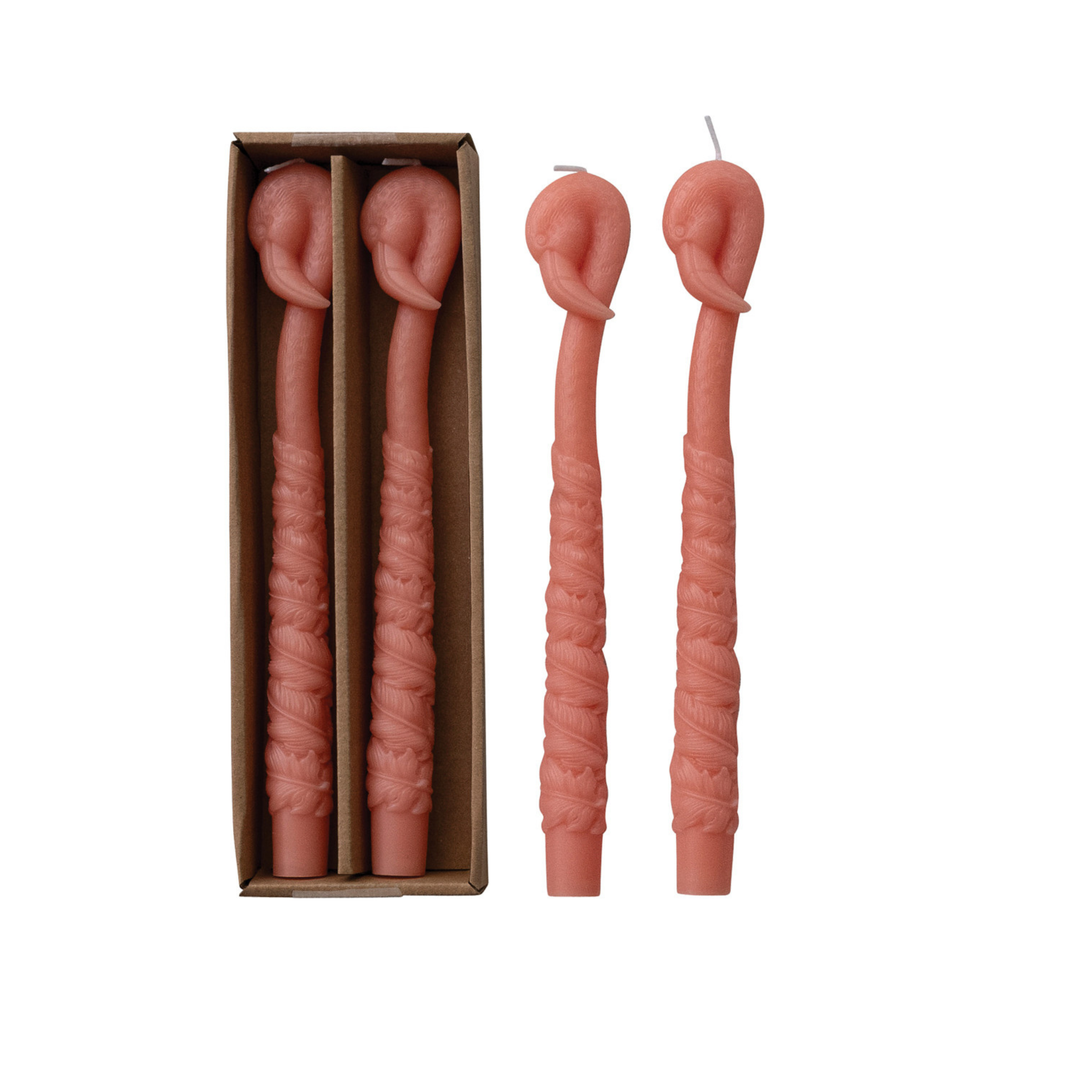 Unscented Flamingo Taper Candles in Box, Peach
