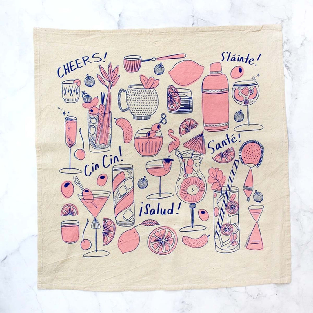 Cocktail Party Tea Towel in Pink Lemonade