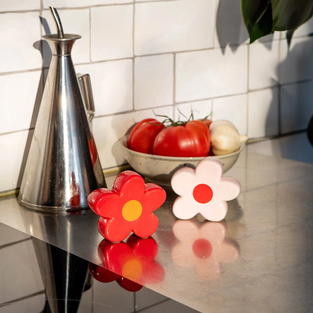 Red &amp; Pink Daisy Salt &amp; Pepper Shakers