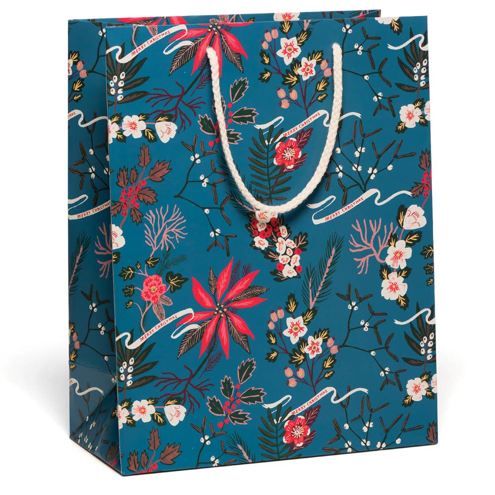 Blue Poinsettia Gift Bag