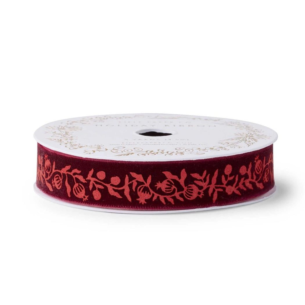 Christmastide Pomegranate Velvet Ribbon - Lockwood Shop - Rifle