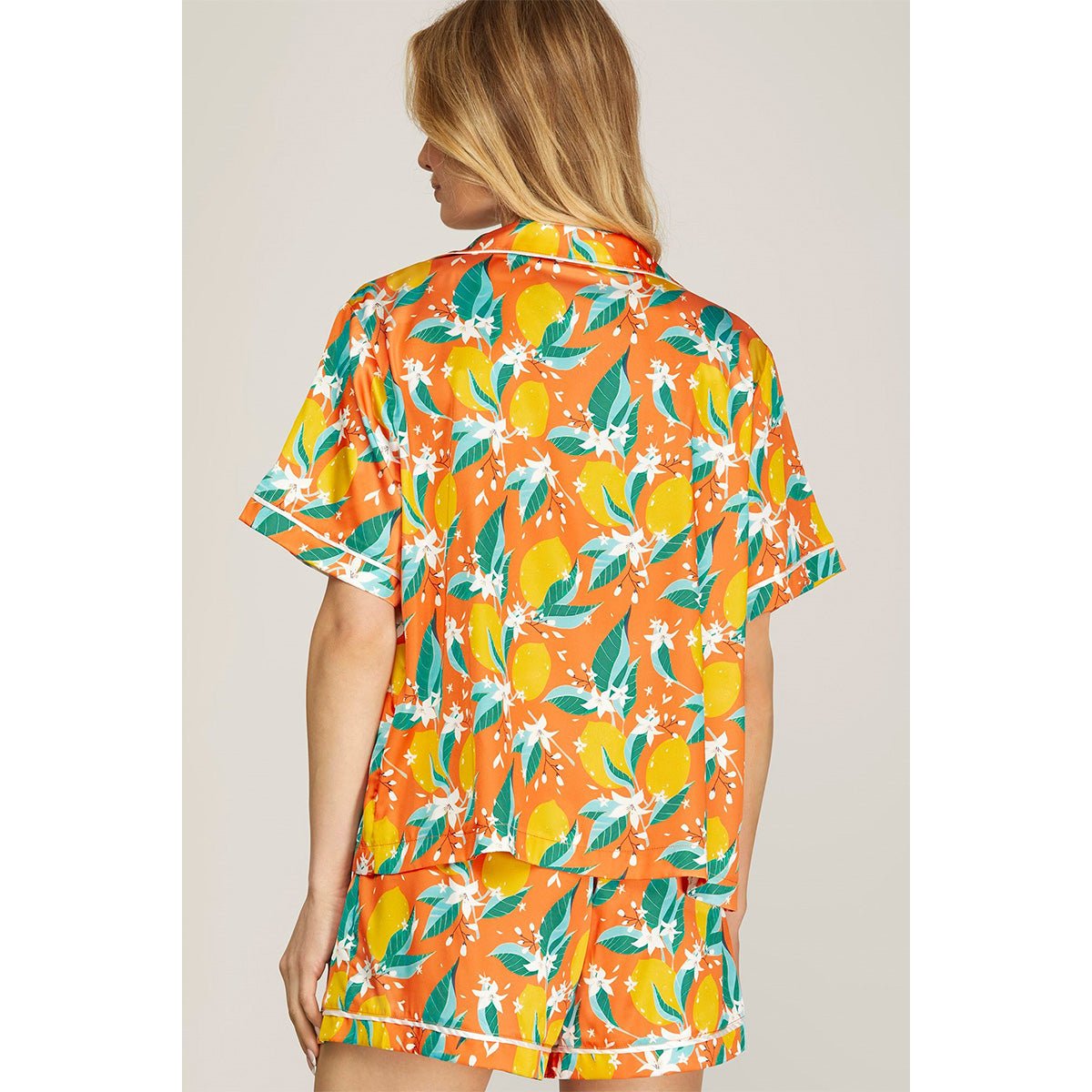 Citrus Print Top & Shorts Set in Orange - Lockwood Shop - She & Sky
