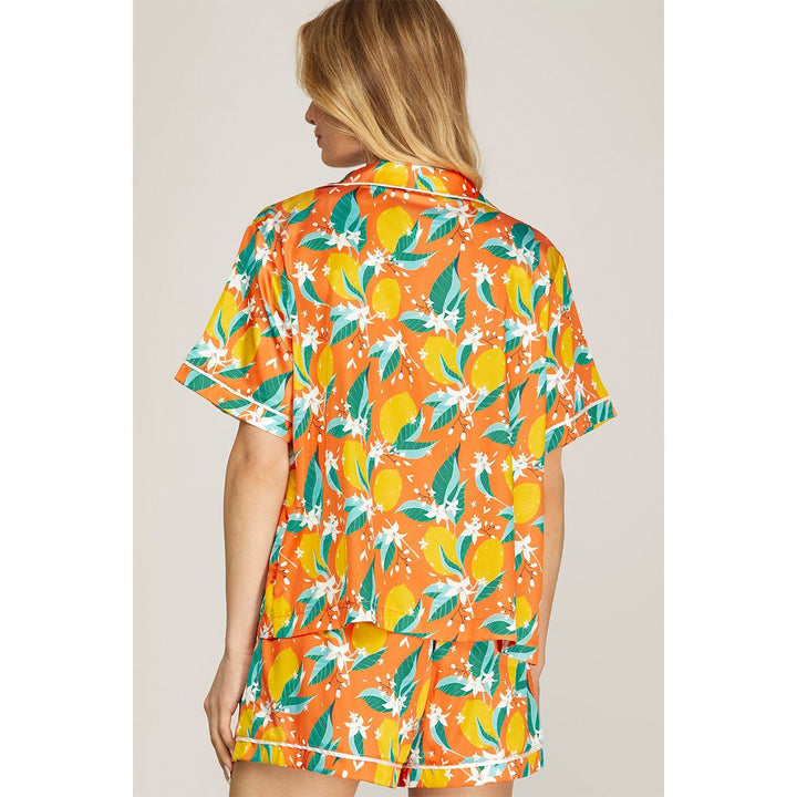 Citrus Print Top &amp; Shorts Set in Orange - Lockwood Shop - She &amp; Sky