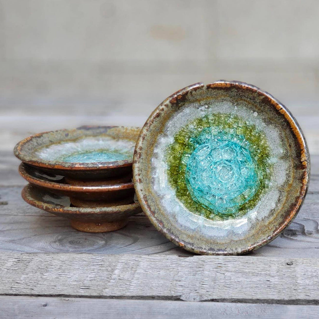 Cracked Glass Wasabi Dipping Bowl