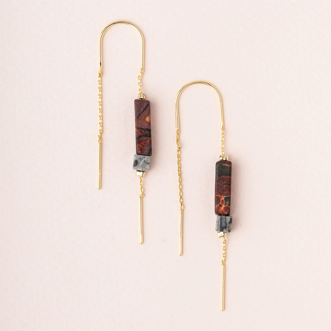 Rectangle Stone Threader Earring