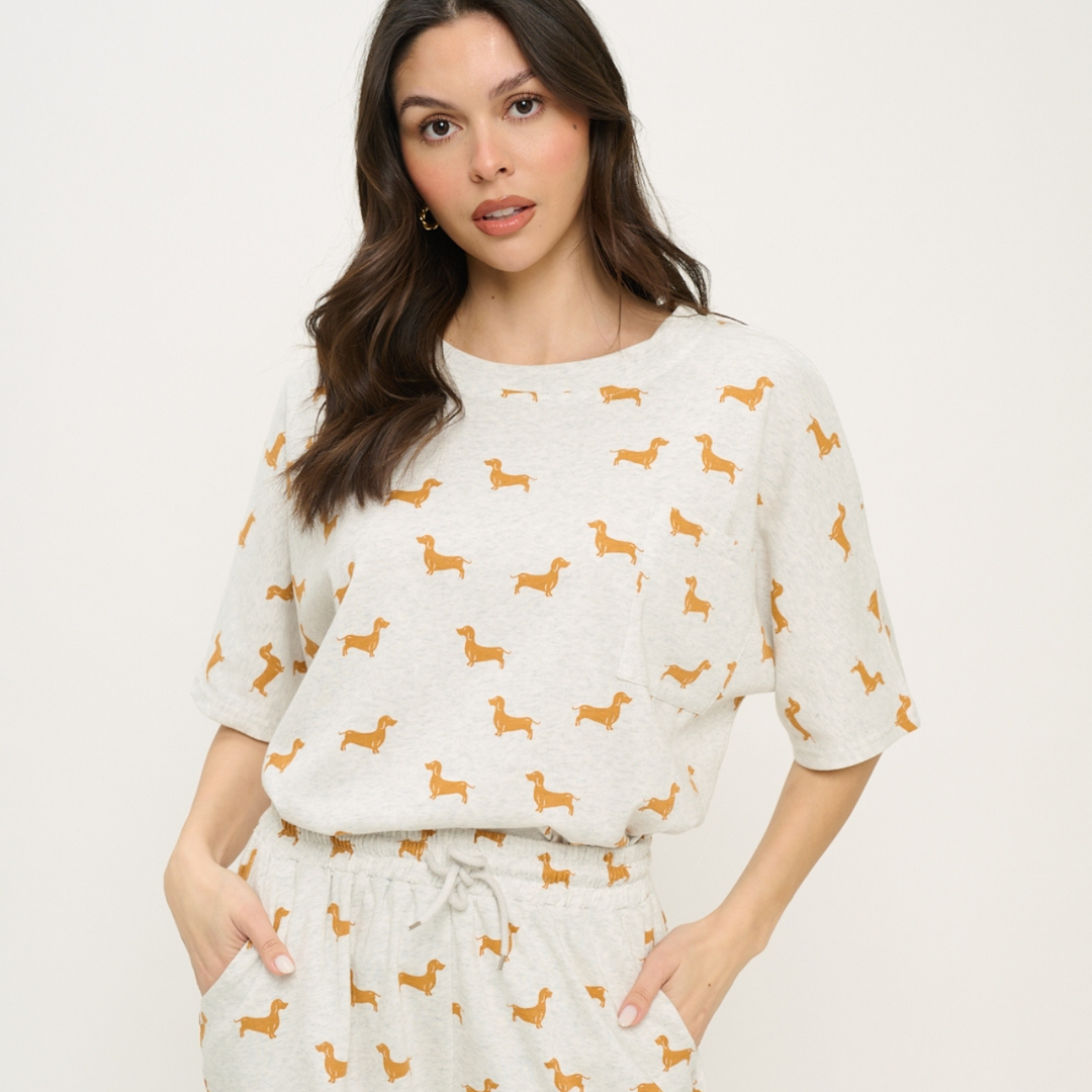 All Over Wiener Dog Relax Fit Tee